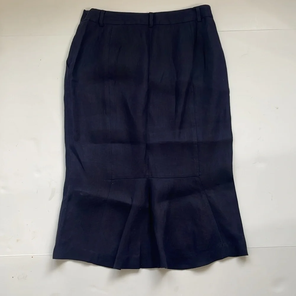Lauren Ralph Lauren Navy Blue 100% Linen Skirt - Picture 2 of 5